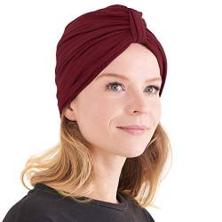 CHARM Frauen Chunky Turban Stirnband - Kopftuch Winter Head Wrap Chemo Hut Naturhaar Maroon von CHARM