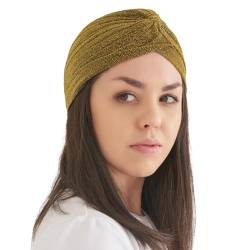 CHARM Glitzer Mode Turban Hut Twist Boho Bandana Arabisch Festival Chemo Hut Gold von CHARM