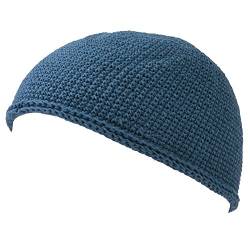 CHARM Herren Mütze Short Beanie - Strick Kopfbedeckung Skull Cap Kufi Muslim Takke Islam Namaz in 2 Größen Blau von CHARM