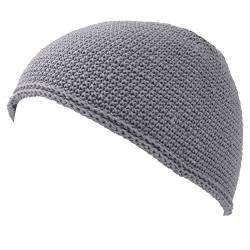 CHARM Herren Mütze Short Beanie - Strick Kopfbedeckung Skull Cap Kufi Muslim Takke Islam Namaz in 2 Größen Grau von CHARM