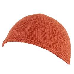 CHARM Herren Mütze Short Beanie - Strick Kopfbedeckung Skull Cap Kufi Muslim Takke Islam Namaz in 2 Größen Orange von CHARM