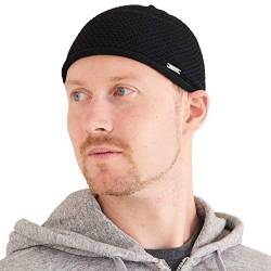 CHARM Herren Sommer Kufi Skull Cap - Baumwolle Mütze Muslim Prayer Beanie Hut Strickmütze Schwarz von CHARM