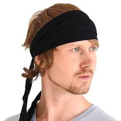 CHARM Herren Stirnband Bandana Kopftuch - Haarband Damen Wickeln Pirat Ninja Schwarz von CHARM