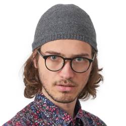 CHARM Herren Winter Mütze Kufi - Skull Cap Fisherman Beanie Hüte Islam Muslim Gebet Kappe Takke Namaz Aus Wolle Dunkel Grau XL von CHARM