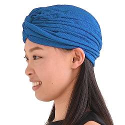 CHARM Krepp Twist Turban Unisex - Boho Kopftuch Arabische Sikh Kostüm Festival Inder Hut Kopftücher Sommer Blau von CHARM