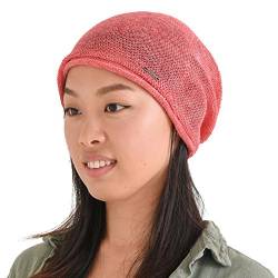 CHARM Leinen Sommer Beanie Slouchd Kühlung Strick Hut Unisex Männer Frauen Rot von CHARM