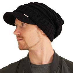 CHARM Mütze Schirm Visor Wintermütze - Herren Schildmütze Beanie Damen Schirmmütze Strick Mit Schild Schwarz von CHARM