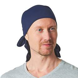 CHARM Pirat Bandana Herren Damen Kopftuch - Sommer Kopfbedeckung Piraten Sport Durag Mit Nackenschutz Made In Japan Navy Dunkel Blau von CHARM