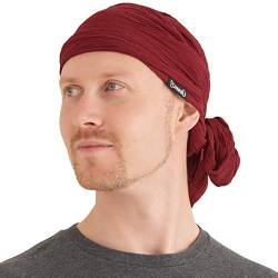 CHARM Raffen Turban Bandana Mütze Kopf Schal Alle Jahnreszeit Boho Schick Pirat Burgund von CHARM