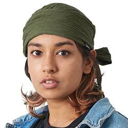 CHARM Raffen Turban Bandana Mütze Kopf Schal Alle Jahnreszeit Boho Schick Pirat Khaki von CHARM