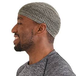 CHARM Seide Schädel Mütze Handgefertigt in Japan Dehnbar Kufi Hut Beanie für Männer Herren Damen Mix Braun M von CHARM