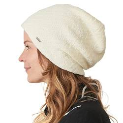 CHARM Sweat Strick Winter Mütze Herren - Slouch Damen Herbst Beanie Zweilagig Weiß von CHARM