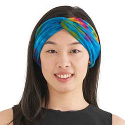 CHARM Tie Dye Haarband Damen - Sommer Stirnband Aus Damen Boho Style Schweissband und Haareifen Hippie F von CHARM