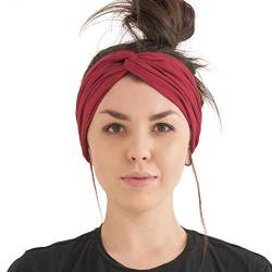 CHARM Turban Haarband Boho Style Damen - Sommer Stirnband Aus Damen Schweissband und Haareifen Headwrap Burgund von CHARM