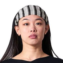 Nachhaltiges breites vorgebundenes Yoga-Stirnband – Baumwolle Öko-Stirnbänder für Frauen Boho Haarbänder für Frauen Silber Schwarz von CHARM