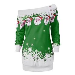 CHARMMA Damen Weihnachten Pullover Langarmshirt Santa Claus und Schnee Druck Sweatshirt von CHARMMA