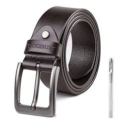 CHARS Gürtel Herren Ledergürtel Business Echtledergürtel 38mm Breit Jeansgürtel Beiläufige Gürtel für Männer Anzughose mit Metallschnalle von CHARS