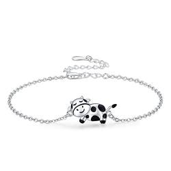 Kuh Armbänder Damen Silber 925 Süßes Kühe Armband Mädchen Verstellbares Fußkette Kuh Schmuck für Frauen Mädchen Kinder… von CHENGHONG