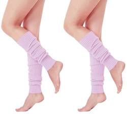 CHENGZI 2 Paar Damen Strick-Beinstulpen Winter Warm Lange Stiefel Socken für Partyzubehör, violett, One size von CHENGZI