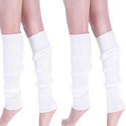 CHENGZI 2 Paar Frauen Strick Beinlinge Winter Warme Lange Stiefel Socken für Party Zubehör, weiß, One size von CHENGZI