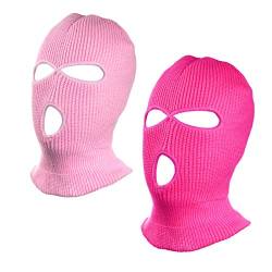 CHENGZI 3-Loch-Ski-Gesichtsmaske, Sturmhaube, Vollgesichtsmaske für Radfahren, Skifahren, Winter, Outdoor-Sport, 2er-Set (rosa + rosarot) von CHENGZI