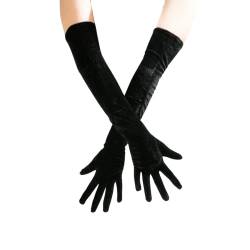 CHENGZI Damen Lackleder Lange Handschuhe Mode Sexy Cosplay Kostüm Finger Handschuhe 53,3 cm, A-schwarz, One size von CHENGZI