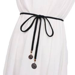 CHENGZI Damen Mode Gürtel Stil Taille Kette Seil Geflochtenes Kleid Gürtel Casual Dünner Gürtel für Damen Kleid, A-schwarz von CHENGZI