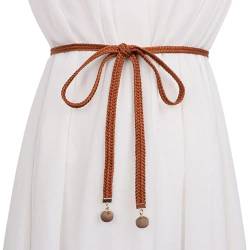 CHENGZI Damen Mode Gürtel Stil Taille Kette Seil Geflochtenes Kleid Gürtel Casual Dünner Gürtel für Damen Kleid, braun von CHENGZI