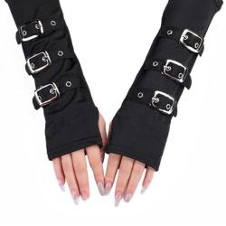 CHENGZI Modisches Cosplay-Armband, Punk-Fäustlinge, schwarze Milchseide, Handschuhe für besondere Anlässe, Abendpartys, Schwarz , One size von CHENGZI