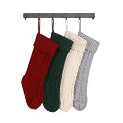 CHENGZI Weihnachtskamin Dekorationen große gestrickte Socken gestrickte Geschenktaschen Weihnachtssocken Wollsocken Dekoration (Schwarzgrün) von CHENGZI