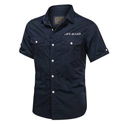Herren Outdoor Tactical Hemd Kurzarm Herren Baumwolle Leinenhemd Shirt Fit Freizeithemd Shirts von CHENGZI