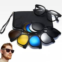 Polarisierte Sonnenbrille Clip, 6 Stück Clip on Polarisiert Clip polarisierte Sonnenbrille Flip up Gegen Licht Blendschutz polarisierte mit Aufbewahrungstasche für Unisex Frauen und Männer von CHENKEE