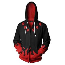 CHENMA Herren Anime Kakashi Itachi Akatsuki Langarm Bomberjacke mit durchgehendem Reißverschluss mit Kapuze jacke von CHENMA