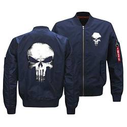 CHENMA Herren Punisher Skull College Jacke Piloten Kapuzenjacke Sweatjacke Punish Hoodie Bomberjacke Und Fleece-Innenseite Outdoor Übergangsjacke Navy1,M von CHENMA