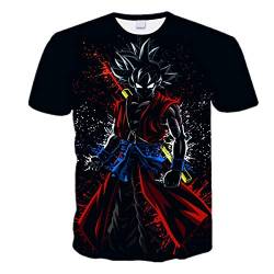 CHENMA Herren Sommer Goku Cosplay 3D Drucken Kurzarm Pullover Normal Fit T-Shirt von CHENMA