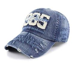 CHENNUO Basecap Unisex Distressed Baseball Cap Snapback Outdoor Baseball Kappe Sport Mütze (Blau) von CHENNUO