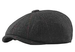 CHENNUO Herren Flatcap Schirmmütze Golfermütze Herbst Winter Kappe Schiebermütze Barette (Schwarz) von CHENNUO