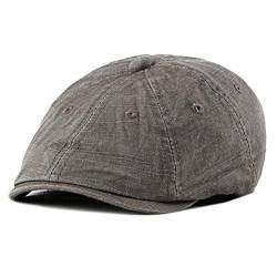 CHENNUO Schiebermütze Gewaschene Baumwolle 8 Panel Flat Cap Barette Herren Newsboy Hat (Braun) von CHENNUO