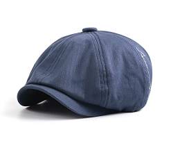 CHENNUO Schirmmütze Gatsby Barett Cap Newsboy Flat Cap 8 Panel Herren Schiebermütze (Blau) von CHENNUO