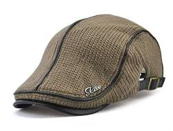 CHENNUO Schirmmützen Herren Flatcap Wintermütze Strickmütze Schiebermütze Golfermütze (Braun) von CHENNUO