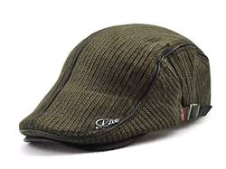 CHENNUO Schirmmützen Herren Flatcap Wintermütze Strickmütze Schiebermütze Golfermütze (Grün) von CHENNUO