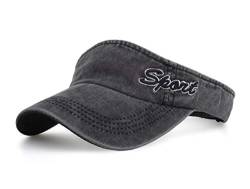 CHENNUO Sonnenblende Sommer Sport Visor Damen Sonnenschild Visor mit Klettverschluss (Schwarz) von CHENNUO