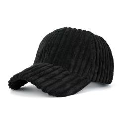 CHENNUO Winter Baseball Kappe Cord Cap Damen Lässige Outdoor Stickerei Baseballmütze 5 Farben (Schwarz) von CHENNUO