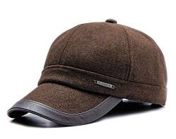 CHENNUO Winter Herren Wärmer Tweed Baseball Kappe mit Ohrenklappen Mütze（4 Farben, 56-60 cm） (Braun) von CHENNUO