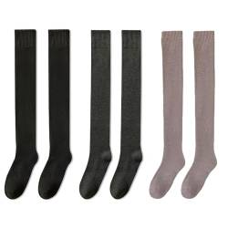 CHENRI 3 Paar Dicke und warme Überkniestrümpfe, Flauschige Kniestrümpfe Overknee Strümpfe, Damen Oberschenkel Lange Socken, Beinwärmer Schenkel Socken, Thigh High Socks für Frauen und Mädchen (A) von CHENRI