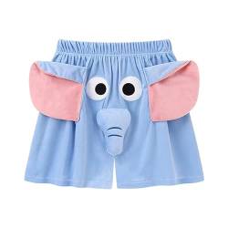 CHENRI Elephant Pajama Short, Unisex Screaming Couple Flying Fliegendem Elefanten Unisex-Shorts, Große Nase, Ohren Pyjama Hose (DE/NL/SE/PL, Alphanumerisch, L, Regular, S-Blue) von CHENRI