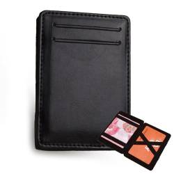 CHENRI Flip PU Magic Wallet, Geldbörse mit RFID-Kartenhalter, Kartenetui aus Leder, Geldbörse mit RFID Schutz, Leder Geldbörse für Herren (Schwarz) von CHENRI