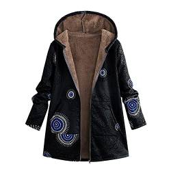 CHENSIYU Damen Fleecejacke mit Kapuze Patchwork Trachtenjacke Parka Freizeit Lässig Plüschjacke Übergangsjacke Casual Elegant Weich Trenchcoat Bequem Weich Softshelljacke Jacken Damen Herbst Lässig von CHENSIYU