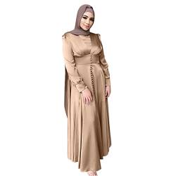 CHENSIYU Muslim Kleider Damen, Elegant Abendkleid Oversize Ramadan Robe Muslimische Abaya Chiffon Maxikleider Jilbab Kleid Islamische Kleidung Gebetskleidung für Frauen von CHENSIYU