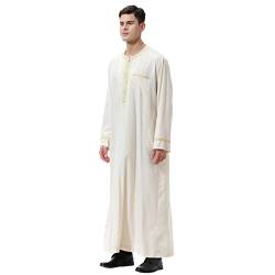 CHENSIYU Muslim Robe Herren Jilbab Wintermantel Langarm Hijab Abaya Mantel Herren Lang Islamische Gebetskleidung Einfarbig Ramadan Roben Muslimische Kleidung für Männer von CHENSIYU